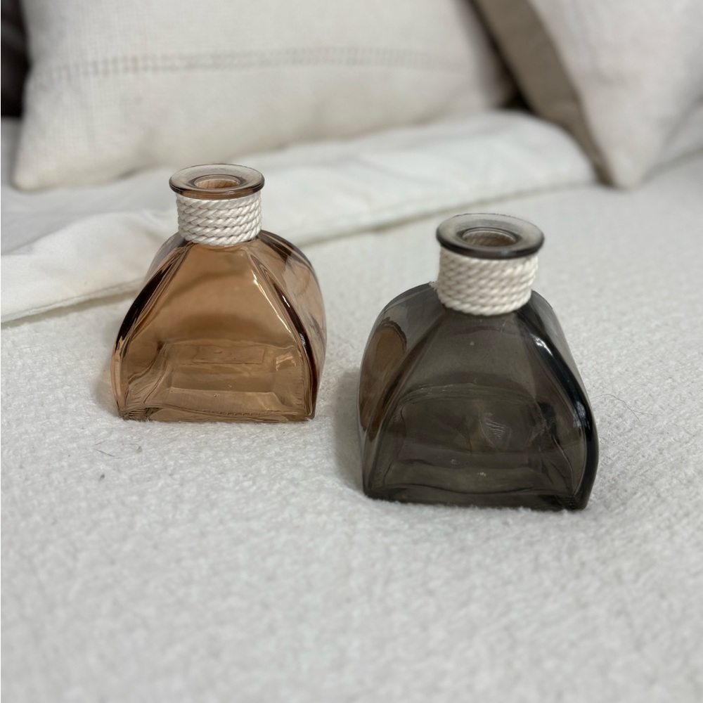 Set of Two Glass Vases in Brown and Gray
